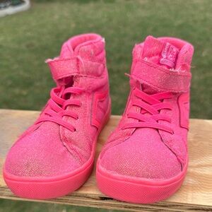 Kids Pink High-Top Sneakers Glitter